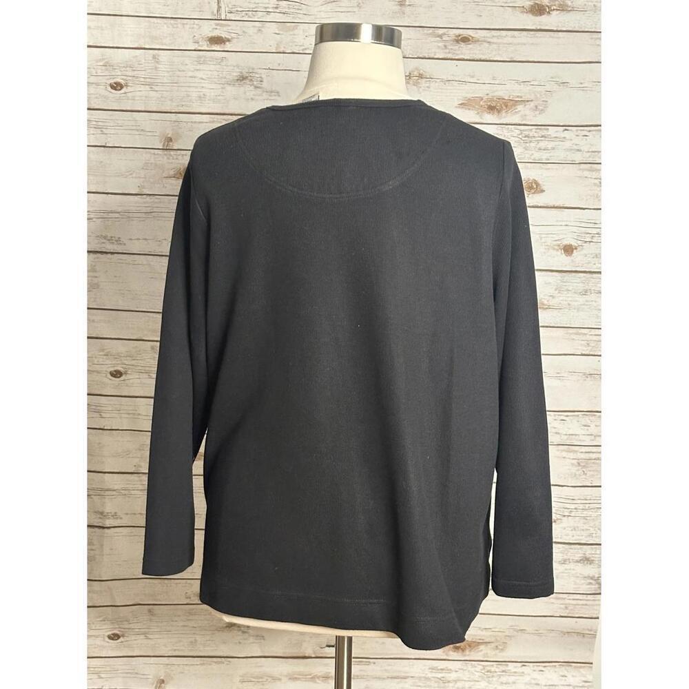 White Stag black ribbed long sleeve Halloween embroidered top Size 18W/20W - Picture 5 of 6